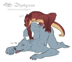 2026 anal anal_sex anthro anthro_on_anthro anthro_penetrated anthro_penetrating anthro_penetrating_anthro ass_up biped blush canid canine claws countershade_torso countershading digital_media_(artwork) digitigrade duo finger_claws from_behind_position fur gay gay_male genitals green_eyes grey_body grey_fur hand_on_back horn interspecies kobold larger_male larger_penetrated level_difference level_number male male/male male_anthro male_penetrated male_penetrating male_penetrating_male mammal monotone_background multicolored_body mythological_canine mythological_creature mythology nude_anthro nude_male paws penetration penile penile_penetration penis penis_in_ass perching_position red_body red_penis scalie sex simple_background size_difference smaller_male tan_body toe_claws tongue tongue_out two_tone_body werecanid werecanine werecreature werewolf white_background yaoi yellow_eyes zephyxus