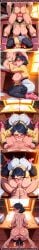 1boy 1girl ai_generated bent_over black_hair black_pantyhose blush bookshelf boruto cleavage comic cum cum_in_mouth cum_on_face desk doggy_style fellatio from_behind huge_breasts kneeling megane multiple_panels muscular_male naruto papers penis pink_footwear rampa69 red_glasses saliva sarada_uchiha sex short_hair sunlight sweat uncensored vaginal veiny_penis white_shorts yellow_jacket
