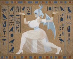 5ntddbvarh50561 accessory ai_generated arms_up demon demon_girl demon_horns dress duel_monster egyptian egyptian_wall_art embarrassed female female_only fetish fringe gold_jewelry hieroglyphics hieroglyphs huge_breasts jewelry labrynth_of_the_silver_castle light_skin lovely_labrynth_of_the_silver_castle offering over_the_shoulder pointy_ears pose raised_arm shoes side_view silver_eyes sweatdrop thick_thighs thighs transparent_clothing veil voluptuous white_hair wings yu-gi-oh!