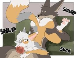 2026 3_toes 4:3 absurd_res animal_genitalia animal_penis anthro anthro_on_anthro anthro_penetrated anthro_penetrating anthro_penetrating_anthro arcanis_(hahaluckyme) balls borko_(barkwoofawoo) calico_cat canid canine canine_genitalia canine_penis canis color_edit colored cunnilingus digital_drawing_(artwork) digital_media_(artwork) dipstick_ears dipstick_tail domestic_cat duo ear_markings erection feet felid feline felis female female_penetrated fur furniture genitals grey_body grey_fur hair hi_res knot male male/female male_penetrating male_penetrating_female mammal markings multicolored_ears nude nude_female nude_male oral orange_body orange_fur pawpads penetration penis pink_pawpads reclining retromander sex sofa tail tail_markings tan_body tan_fur third-party_edit toes vaginal white_body white_fur white_hair wolf