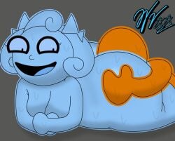 1girl ass bbw big_ass big_breasts blue_hair blue_skin charlene_(making_fiends) chubby chubby_female female_only gilf gray_background making_fiends nickelodeon simple_background thick thick_ass thick_hips thick_thighs wifeyvoo
