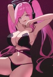 arm_behind_head armpits corrupted corruption large_breasts licking_lips official_alternate_costume rasis revealing_clothes sound_voltex