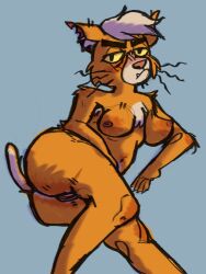 1girls 2021 alien anthro armpit_fluff breasts caitian_(species) casual_nudity chest_tuft dr._t'ana eye_bags fangs felid feline female female_only frown furry genitals half-closed_eyes hi_res humanoid inner_ear_fluff looking_at_viewer lying mammal mature_anthro mature_female narrowed_eyes nipples notched_ear nude on_side orange_fur portrait pussy sagging_breasts sexylinguini snaggle_tooth solo solo_female star_trek star_trek_lower_decks three-quarter_portrait tuft vulva whiskers white_hair yellow_sclera