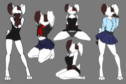 4n0nym0u5 black_dress black_panties black_shirt blue_shirt blue_skirt blush breasts brown_hands bunny bunny_ears bunny_girl bunny_tail bunnygirl clothed clothed_sex faceless five_nights_at_freddy's five_nights_at_freddy's:_security_breach furry furry_only girl kneeling long_legs miniskirt multiple_females multiple_girls multiple_images rabbit rabbit_ears rabbit_girl rabbit_humanoid school_uniform schoolgirl simple_background skirt spread_legs standing thick_thighs vanny_(fnaf) white_body white_fur white_skin workout_clothes