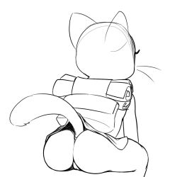 anthro ass backpack cartoon_network clothed clothing domestic_cat felid feline felis female fur line_art mammal mature_female nicole_watterson panties raised_tail rear_view sitting skirt solo the_amazing_world_of_gumball underwear unknown_artist whiskers