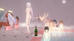 2boys 3d 7girls asahina_aoi bath celestia_ludenberg danganronpa double_handjob female fujisaki_chihiro fukawa_touko kirigiri_kyouko koikatsu maizono_sayaka mukuro_ikusaba multiple_boys multiple_girls naegi_makoto oogami_sakura straight straight_hair