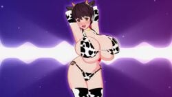 1girls 2021 20s 2_phut_hon 3d animal_ears animal_print animated arms_behind_back arms_behind_head arms_up bandai bell belt big_breasts bikini blue_background blush bouncing_breasts breasts brown_eyes brown_hair bursting_breasts cleavage collar cow_ears cow_horns cow_print cow_print_bikini cow_print_gloves cow_tail cowbell cowboy_shot dancing elbow_gloves female_focus gigantic_breasts gloves gradient gradient_background happy harimau_mmd2 headset horns huge_breasts idolmaster idolmaster_cinderella_girls looking_at_viewer loop matching_hair/eyes me!me!me!_dance meme midriff mikumikudance mmd multicolored_background multiple_views music namco navel neck_bell oikawa_shizuku open_mouth parody plump purple_background sagging_breasts short_hair side-tie_bikini skindentation smile sound sound_wave swaying swimsuit swinging swinging_breasts tail thick_thighs thighhighs thighs video waves wavy_background webm wide_hips