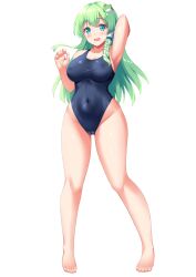 big_breasts blue_eyes cameltoe female_only green_hair one-piece_swimsuit sanae_kochiya swimsuit tagme tokyo_yamane touhou