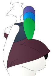 1girls anthro ass avian avian_humanoid bird breast female female_focus female_only large_ass large_breasts modern_peacock nbc panties pantylines peacock peacock_feather short_dress side_view sideboob sideview terebision thick_thighs thighs transparent_background vest white_feathers