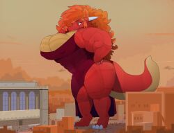 1girls 2019 absurd_res big_breasts breasts city clothing commoddity dragon dress female giantess hair hi_res huge_breasts hyper hyper_breasts macro muscles muscular muscular_female solo