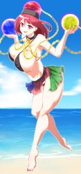 1girls beach big_breasts bikini female hecatia_lapislazuli outside pandain swimsuit touhou