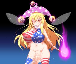 1futa alternate_breast_size big_breasts blonde_hair bottomless breasts clothed clothing clownpiece erection futa_only futanari heart-shaped_pupils huge_breasts huge_cock humanoid light-skinned_futanari light_skin long_hair looking_at_viewer pale_skin pandain partially_clothed penis red_eyes solo standing thick_thighs thighhighs touhou wide_hips