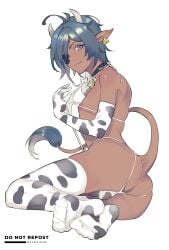 ass ass_focus clothing_aside clothing_lift cow_print eyepatch fat_ass genshin_impact kaeya_(genshin_impact) nipples small_waist smile solo_male tagme tail thick_thighs thighs yaoi zuwai_kani