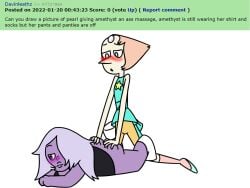 amethyst_(steven_universe) ass ass_massage blush jakee pearl_(steven_universe) rule_34_comment steven_universe yuri