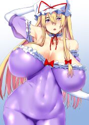 big_breasts female nipples_visible_through_clothing tagme tenpura_(tenpura621) touhou wide_hips yukari_yakumo