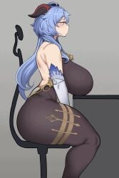 1girls ambiguous_penetration animated big_breasts blue_hair breasts censored cham22 chamchami clothed_masturbation clothing desk dildo dildo_riding dildo_sitting female_masturbation female_only ganyu_(genshin_impact) genshin_impact gif happy heavily_censored highres horns huge_breasts masturbation mosaic_censoring office_chair pussy_juice pussy_juice_trail sex_toy sitting_on_dildo slideshow solo_female stealth_masturbation