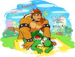 2boys anal anal_sex anthro ass bara big_dom_small_sub blush bowser caught_in_the_act gay koopa male male_focus male_only mario_(series) muscles muscular nintendo nipples nude poppin protagonistsub_antagonistdom sex size_difference small_sub_big_dom super_mario_bros. yaoi yoshi