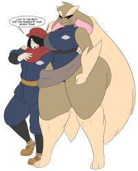 1boy 1girls 2022 alpha_pokémon big_breasts dewwydarts dewwydartz dialogue english_text female fur furry hi_res larger_female lopunny lucy(dewwydartz) male nintendo pokémon_(species) pokemon pokemon_(species) pokemon_legends:_arceus size_difference smaller_male text thick_thighs wide_hips