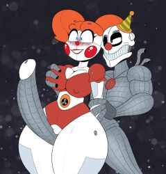 1boy 1boy1girl 1girls 2d 2d_(artwork) 4_fingers animatronic arm_grab arms_behind_back auburn_hair baby_(fnafsl) big_penis black_background blue_eyebrows blue_eyes blush blushing breast_grab breasts button circus_baby circus_baby_(fnaf) clown clown_girl clown_nose crop_top dubious_consent ennard_(fnafsl) eyebrows eyebrows_visible_through_hair eyelashes fan female five_nights_at_freddy's five_nights_at_freddy's:_sister_location grimnightxxx hat huge_cock imminent_sex large_breasts large_penis male mask mask_on_head masked masked_male nervous nervous_smile nipple_bulge nipples_visible_through_clothing one_eye_obstructed orange_hair party_hat penis pussy red_hair robot robot_boy robot_girl robot_humanoid robot_penis simple_background smile smiling squeezing_breast teeth teeth_showing teeth_visible thick_thighs thigh_sex twintails vagina wire wires yellow_eyes