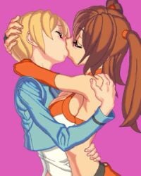 1boy 1girls animated big_breasts bingo_torte blonde_hair breasts brown_hair cleavage closed_eyes clothed embrace female french_kiss french_kissing hetero hugging kissing klintz loop making_out male male/female no_sound otameshidouga_pretty_pridot_dounyuhen passionate perfect_loop pigtails plain_background pridot shorter_than_10_seconds shorter_than_30_seconds sideboob solo_focus straight tongue tongue_kiss twintails upper_body video