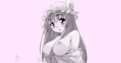 big_breasts blush breasts female long_hair looking_at_viewer luhellscythe patchouli_knowledge surprised tagme touhou