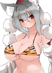 big_breasts female momiji_inubashiri red_eyes regua silver_hair tagme tiger_print touhou wolf_girl