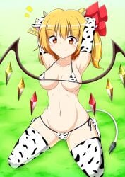 big_breasts cow_print flandre_scarlet kagayama_hajime tagme touhou vampire wings