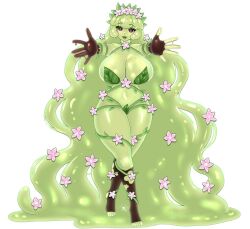 elemental_creature elemental_humanoid female flower goo_girl huge_ass huge_breasts leaf meltyvixen navel slime_girl thick_thighs wide_hips