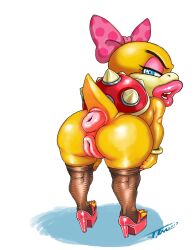 1girls anthro anus ass blue_eyes female female_only fishnets full_body high_heels interspecies jlm lips lipstick mario_(series) nintendo outie_anus puffy_anus puffy_pussy pussy simple_background solo standing stocking tail video_games wendy_o._koopa white_background