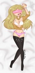 1girls big_breasts blindfold blindfolded blonde_hair breasts dakimakura dakimakura_design dakimakura_pillow fhs fhsz3r0 fnafhs fnafhs_z3ro fnafhsrule34 joy_(fnafhs) laying_down long_hair sole_female