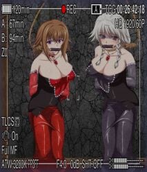 1girls arms_behind_back big_breasts bondage bossbb41 breasts cleavage collar dress edit female female_only femsub gag gagged grayfia_lucifuge high_school_dxd imminent_death imminent_execution imminent_hanging looking_at_viewer milf mother noose nooseplay official_art red_dress venelana_gremory