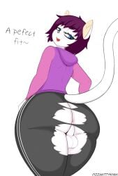 1boy 2022 animal_ears anthro anthro_only anus ass backsack balls big_ass big_butt black_bottomwear blue_eyes blush bottom_heavy bottomwear bubble_ass bubble_butt cat_ears cat_tail clothed clothes clothing cody_(pizzakittynyan) cowboy_shot dat_ass dialogue domestic_cat english_text eyebrows eyebrows_visible_through_hair eyelashes fang felid feline felis femboy fur furry furry_only genitals girly hair half-closed_eyes hi_res hips hood_down hoodie huge_ass huge_butt long_sleeves looking_back looking_down male male_anthro male_only mammal narrowed_eyes no_humans open_mouth open_smile original perineum pink_hoodie pink_nose pink_topwear pizzakittynyan purple_hair purple_hoodie purple_topwear raised_tail rear_view ripped_clothing short_hair signature simple_background smile solo solo_male standing sweatpants tail taint teeth testicles text thick_thighs thighs tongue topwear torn_clothing tracksuit upper_teeth wardrobe_malfunction white_background white_body white_fur wide_hips