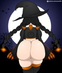 1girls ass back_view big_ass big_breasts black_hair breasts female female_only halloween_girl_(zonen404) huge_breasts tagme thick_thighs thighhighs twintails witch zonen404