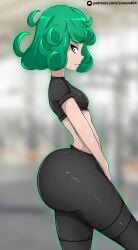 1girls ass big_ass breasts female female_only green_eyes green_hair gym_clothes huge_ass one-punch_man tagme tatsumaki thick_thighs wide_hips zonen404