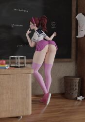 1girls 3d alternate_costume asian asian_female ass bending_over blackboard blender blizzard_entertainment brown_hair cat_ears classroom d.va dat_ass english_text fake_animal_ears female female_only from_behind hana_song korean newton's_cradle no_panties overwatch pepegamega petite pleated_skirt ponytail pussy school school_uniform schoolgirl schoolgirl_d.va serafuku skirt sneakers solo stockings text thighhighs thighs whisker_markings