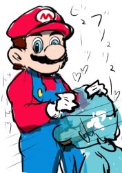 blowjob gay japanese_text looking_at_viewer male_only mario mario_(series) shadow_mario super_mario_sunshine yaoi