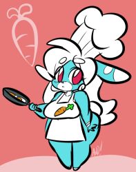 andrew_dickman anthro apron awd bbw big_breasts blue_body bunny chef_hat cooking cute digital_drawing_(artwork) digital_media_(artwork) eggs female female female_only frowning frying_pan furry furry_only holding_pan long_ears long_hair naked_apron nervous pixels_bunni rabbit standing thick_thighs white_hair