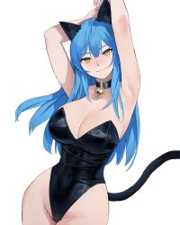 animal_ears armpits arms_up bell_collar breasts bunnysuit cat_ears cat_tail catgirl cleavage dhk dongho_kang female female_only oc original_character playboy_bunny presenting_armpit