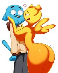 1boy 1girls 2019 aeolus06 aged_up anthro ass big_ass big_breasts blue_fur breasts cartoon_network clothed clothing domestic_cat duo fairy feline female fur furry girlfriend gumball_watterson half-closed_eyes hand_on_face heart horn humanoid male male/female mammal nude oddrich open_mouth penny_fitzgerald seductive shape_shifter simple_background smile standing temptation the_amazing_world_of_gumball thick_thighs white_background wide_hips wings yellow_skin