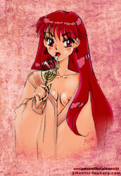 bishoujo_senshi_sailor_moon breasts clothes clothing color female female_only front_view hair human licking lollipop red_hair red_theme rei_hino small_breasts solo tagme unconventionalsenshi