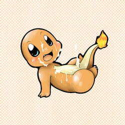 blue_eyes blush charmander color cum doneru fire male male_only nintendo open_mouth pokémon_(species) pokemon pokemon_rgby solo tail tail_fire