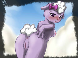 anthro anus ass blush bow breasts female furry happy_tree_friends lammy_(htf) mondo_media nipples purple_body purple_eyes purple_fur pussy sheep shinsuke solo solo_female tagme