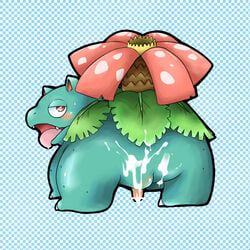 1boy animal_penis anthro back_view balls ballsack color doneru erection male male_only nintendo nudity penis pokémon_(species) pokemon pokemon_rgby red_eyes scrotum smooth_penis solo testicles toony venusaur