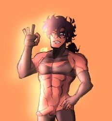 chromexorannex cock dark-skinned_male dark_hair dick jorge_joestar(oc) male_only muscular muscular_male original_character ourobouro penis smile thigh_highs thong