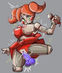 animatronic baby_(fnafsl) breasts circus_baby circus_baby_(fnaf) dildo five_nights_at_freddy's five_nights_at_freddy's:_sister_location fnaf green_eyes habaki5648 microphone red_hair robot robot_girl solo vagina vaginal_penetration vaginal_sex