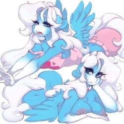 2022 absurd_res anthro areola breasts clothing equid equine eyebrows female fingers hasbro hi_res icy_heart looking_at_viewer mammal my_little_pony nipples pegasus simple_background tolsticot wings