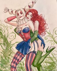 2girls batman:_the_dark_prince_charming batman_(series) breast_grab canon_couple dc dc_comics enrico_marini female female_only fingering fingering_under_clothes harley_quinn harley_quinn_(the_dark_prince_charming) poison_ivy yuri