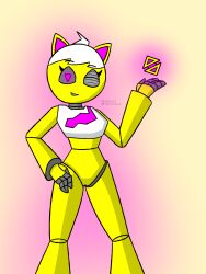 1girls bottomless geometry_dash robot robot_girl triangle_eyes trianna_(yellolight) yellolight