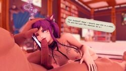 blowjob cheating cheating_husband cuckquean earrings final_fantasy final_fantasy_xiv gpose(ffxiv) heterochromia lingerie livia_belmont married_man miqo'te phone phone_call purple_hair shin'yashiki tagme text