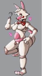 animatronic anthro five_nights_at_freddy's fnaf habaki5648 heart hook mangle_(fnaf) nude nude_female pink_body robot robot_girl solo two_tone_body vagina white_body yellow_eyes